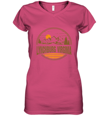 Vintage Lynchburg, Virginia Mountain Hiking Souvenir Print Women's V-Neck T-Shirt Women's V-Neck T-Shirt - belovedtshirt