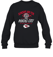 Sundays Are For Jesus and Kansas City Funny Football Crewneck Sweatshirt Crewneck Sweatshirt - belovedtshirt