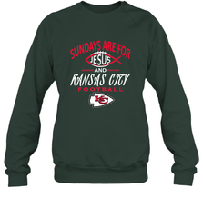 Sundays Are For Jesus and Kansas City Funny Football Crewneck Sweatshirt Crewneck Sweatshirt - belovedtshirt