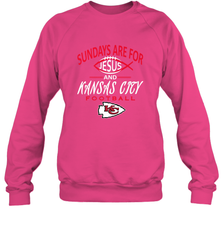 Sundays Are For Jesus and Kansas City Funny Football Crewneck Sweatshirt Crewneck Sweatshirt - belovedtshirt
