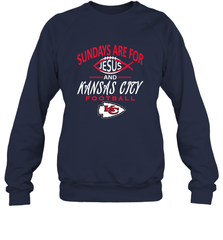 Sundays Are For Jesus and Kansas City Funny Football Crewneck Sweatshirt Crewneck Sweatshirt - belovedtshirt
