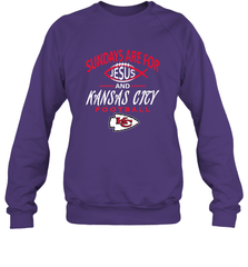 Sundays Are For Jesus and Kansas City Funny Football Crewneck Sweatshirt Crewneck Sweatshirt - belovedtshirt