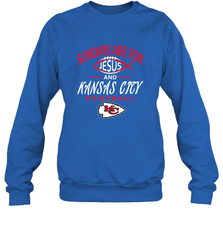 Sundays Are For Jesus and Kansas City Funny Football Crewneck Sweatshirt Crewneck Sweatshirt - belovedtshirt