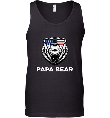 4th of July Papa Bear American Flag Glasses Patriotic Men's Tank Top Men's Tank Top / Black / XS Apparel - belovedtshirt