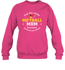 Crazy Softball Mom Crewneck Sweatshirt Crewneck Sweatshirt - belovedtshirt