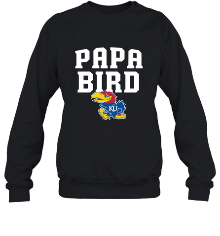 Kansas Jayhawks Papa Bird Crewneck Sweatshirt Crewneck Sweatshirt / Black / S Crewneck Sweatshirt - belovedtshirt