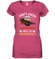 Dont mess with Mamasaurus Women's V-Neck T-Shirt Women's V-Neck T-Shirt - belovedtshirt