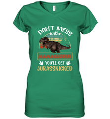 Dont mess with Mamasaurus Women's V-Neck T-Shirt Women's V-Neck T-Shirt - belovedtshirt