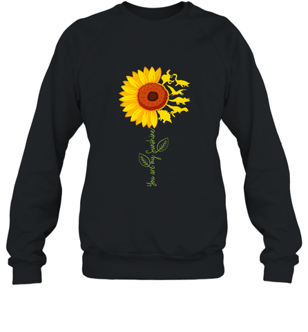 You're My Sunshine Sunflower Dinosaur T Rex Crewneck Sweatshirt Crewneck Sweatshirt / Black / S Crewneck Sweatshirt - belovedtshirt