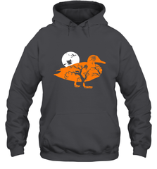 Funny Gift Witch Bat Web Moon Pumpkin Tree in Halloween Duck Hooded Sweatshirt Hooded Sweatshirt - belovedtshirt