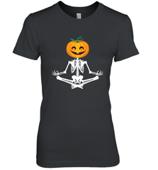 Halloween Yoga Zen Meditation Pumpkin skeleton Gift idea Women's Premium T-Shirt Women's Premium T-Shirt - belovedtshirt