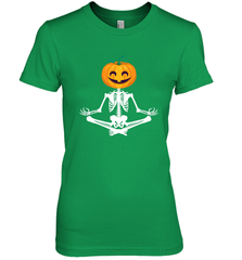 Halloween Yoga Zen Meditation Pumpkin skeleton Gift idea Women's Premium T-Shirt Women's Premium T-Shirt - belovedtshirt