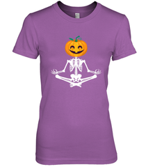 Halloween Yoga Zen Meditation Pumpkin skeleton Gift idea Women's Premium T-Shirt Women's Premium T-Shirt - belovedtshirt