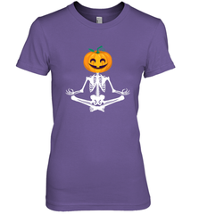 Halloween Yoga Zen Meditation Pumpkin skeleton Gift idea Women's Premium T-Shirt Women's Premium T-Shirt - belovedtshirt