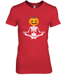 Halloween Yoga Zen Meditation Pumpkin skeleton Gift idea Women's Premium T-Shirt Women's Premium T-Shirt - belovedtshirt