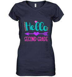 Hello Second Grade 2nd Grade Teachers Students Gift Women's V-Neck T-Shirt