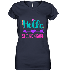 Hello Second Grade 2nd Grade Teachers Students Gift Women's V-Neck T-Shirt Women's V-Neck T-Shirt - belovedtshirt