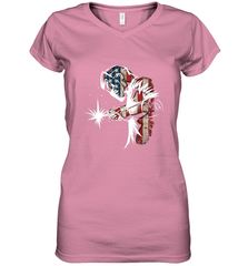 Welder American Flag USA Patriotic Welder Gift Women's V-Neck T-Shirt Women's V-Neck T-Shirt - belovedtshirt