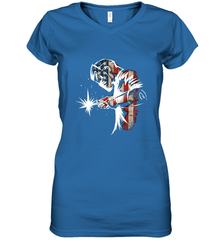 Welder American Flag USA Patriotic Welder Gift Women's V-Neck T-Shirt Women's V-Neck T-Shirt - belovedtshirt