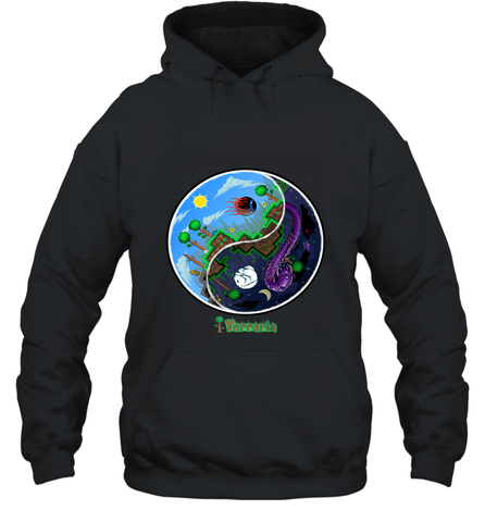Terraria _ Night and Day Hooded Sweatshirt Hooded Sweatshirt / Black / S Hooded Sweatshirt - belovedtshirt