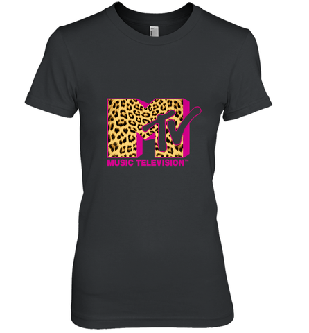MTV Logo Leopard Print Women's Premium T-Shirt Women's Premium T-Shirt / Black / XS Women's Premium T-Shirt - belovedtshirt