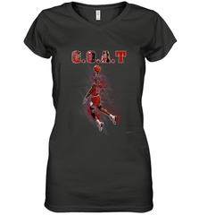 Basketball  Chicago Jordan G.O.A.T. Dunk Women's V-Neck T-Shirt Women's V-Neck T-Shirt - belovedtshirt