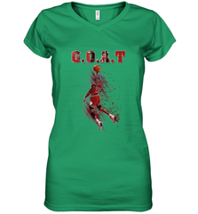 Basketball  Chicago Jordan G.O.A.T. Dunk Women's V-Neck T-Shirt Women's V-Neck T-Shirt - belovedtshirt