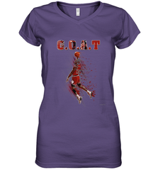 Basketball  Chicago Jordan G.O.A.T. Dunk Women's V-Neck T-Shirt Women's V-Neck T-Shirt - belovedtshirt