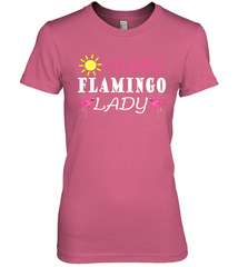 Crazy Pink Flamingo Lady Women's Premium T-Shirt Women's Premium T-Shirt - belovedtshirt