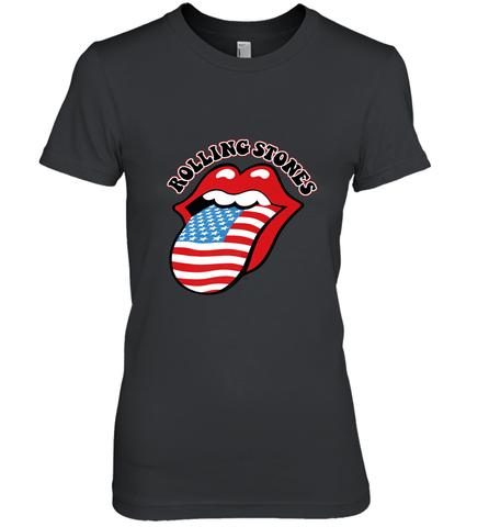 Mens The Rolling Stones USA Tongue Women's Premium T-Shirt Women's Premium T-Shirt / Black / XS Women's Premium T-Shirt - belovedtshirt