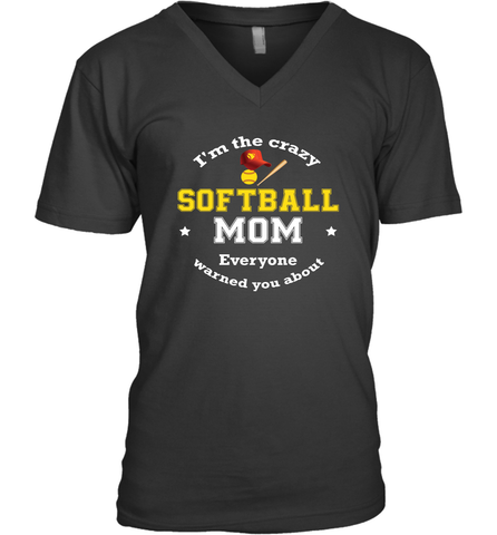 Crazy Softball Mom Men's V-Neck Men's V-Neck / Black / S Men's V-Neck - belovedtshirt