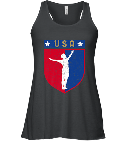 Distressed USA Red, White and Blue Soccer US Shield Flag Women's Racerback Tank Women's Racerback Tank / Black / XS Women's Racerback Tank - belovedtshirt
