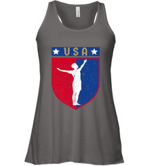 Distressed USA Red, White and Blue Soccer US Shield Flag Women's Racerback Tank Women's Racerback Tank - belovedtshirt