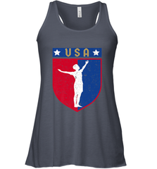 Distressed USA Red, White and Blue Soccer US Shield Flag Women's Racerback Tank Women's Racerback Tank - belovedtshirt