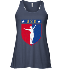 Distressed USA Red, White and Blue Soccer US Shield Flag Women's Racerback Tank Women's Racerback Tank - belovedtshirt