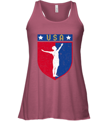 Distressed USA Red, White and Blue Soccer US Shield Flag Women's Racerback Tank Women's Racerback Tank - belovedtshirt
