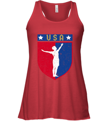 Distressed USA Red, White and Blue Soccer US Shield Flag Women's Racerback Tank