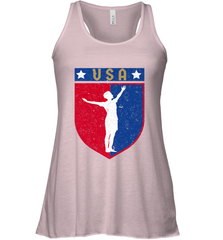 Distressed USA Red, White and Blue Soccer US Shield Flag Women's Racerback Tank Women's Racerback Tank - belovedtshirt