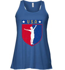 Distressed USA Red, White and Blue Soccer US Shield Flag Women's Racerback Tank Women's Racerback Tank - belovedtshirt