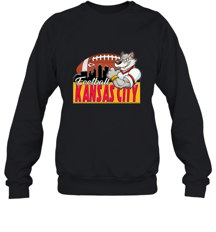 NFL Kansas City Football Logo Skyline Cityscape Crewneck Sweatshirt Crewneck Sweatshirt / Black / S Crewneck Sweatshirt - belovedtshirt