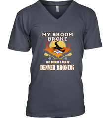 Broom Broke So I Became A Fan of Denver Broncos  NFL Halloween Costume Men's V-Neck Men's V-Neck - belovedtshirt