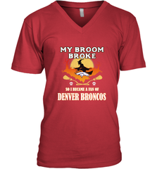 Broom Broke So I Became A Fan of Denver Broncos  NFL Halloween Costume Men's V-Neck Men's V-Neck - belovedtshirt