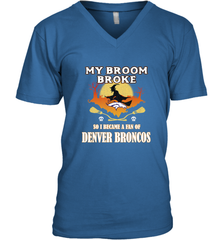 Broom Broke So I Became A Fan of Denver Broncos  NFL Halloween Costume Men's V-Neck Men's V-Neck - belovedtshirt