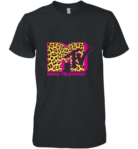 MTV Logo Leopard Print Men's Premium T-Shirt Men's Premium T-Shirt / Black / XS Men's Premium T-Shirt - belovedtshirt