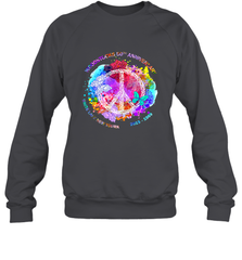 Woodstocks 50th Anniversary Peace Love tee Crewneck Sweatshirt Crewneck Sweatshirt - belovedtshirt