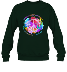 Woodstocks 50th Anniversary Peace Love tee Crewneck Sweatshirt Crewneck Sweatshirt - belovedtshirt