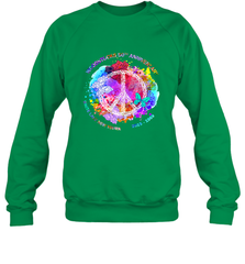 Woodstocks 50th Anniversary Peace Love tee Crewneck Sweatshirt Crewneck Sweatshirt - belovedtshirt