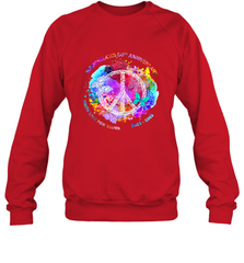 Woodstocks 50th Anniversary Peace Love tee Crewneck Sweatshirt Crewneck Sweatshirt - belovedtshirt