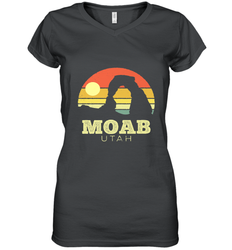 Moab Utah Vintage Sunset Arches Adventure Outdoors Women's V-Neck T-Shirt