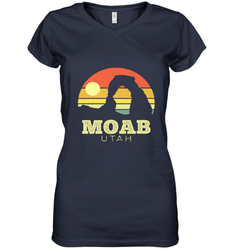 Moab Utah Vintage Sunset Arches Adventure Outdoors Women's V-Neck T-Shirt